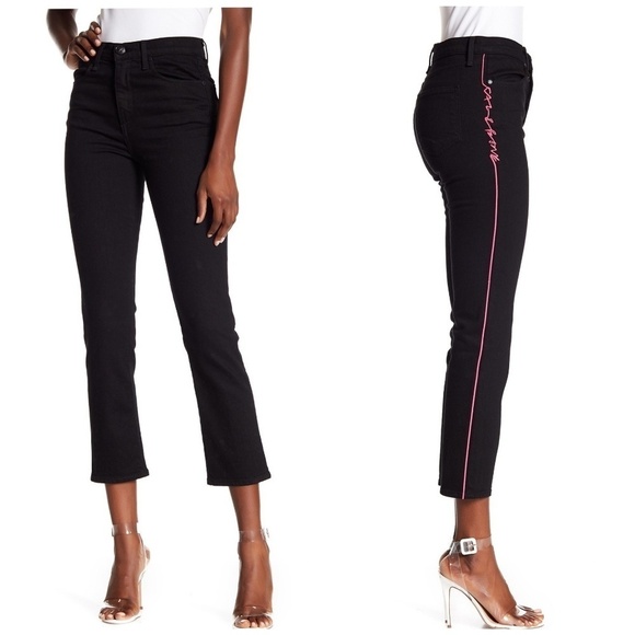 Rag & BoneNWOT Logo Stripe Pink & Black ankle jeans